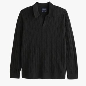 Abercrombie Mens Sweater Polo Long Sleeve Black